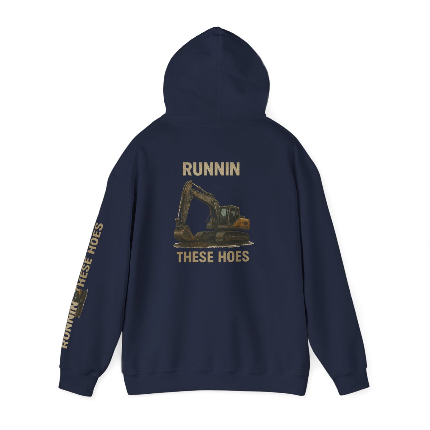 Running These Hoes Excavator Hoodie | Construction Graphic Hooded Sweatshirt