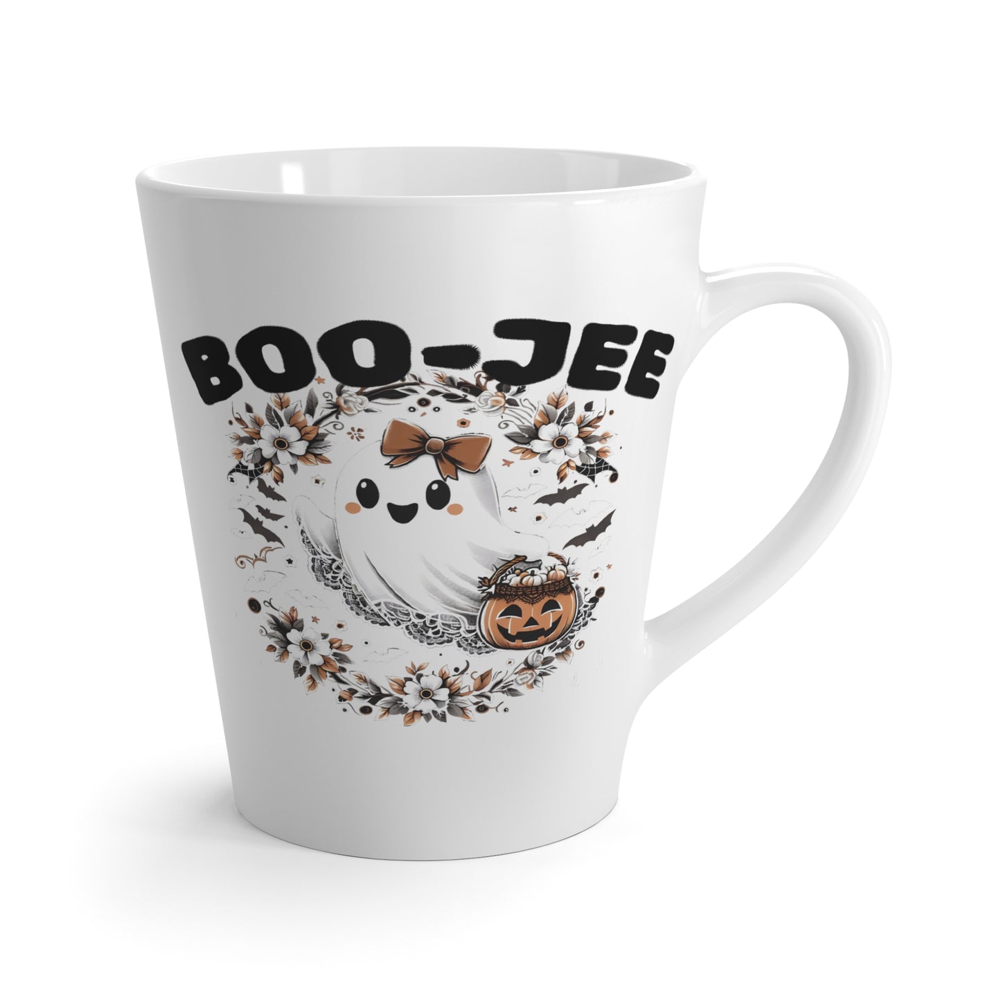 Halloween Latte Mug with Cute Ghost Design, Cozy Drinkware for Spooky Season, Fall Vibes, Unique Gift, Pumpkin Lovers