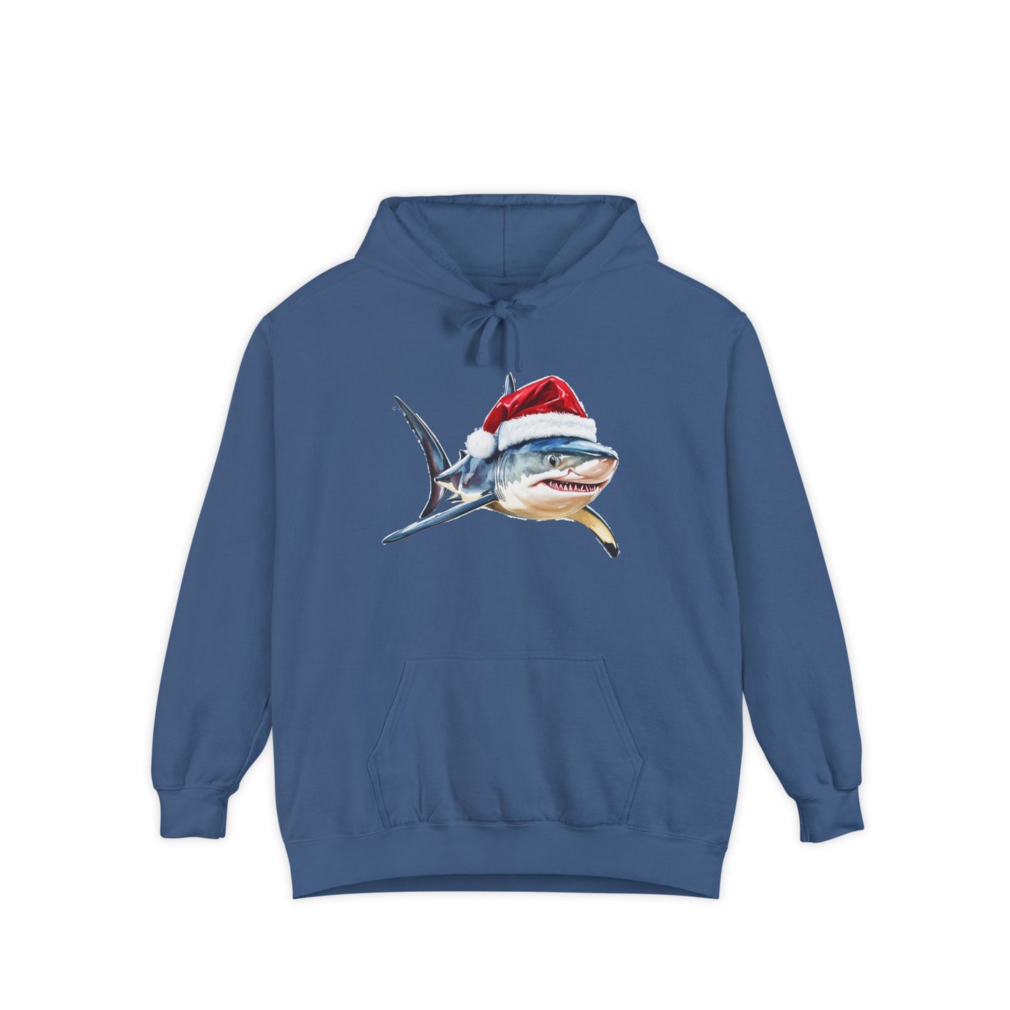 Festive Shark Hoodie, Unisex Holiday Apparel, Cute Christmas Gift, Casual Winter Fashion, Cozy Beachwear