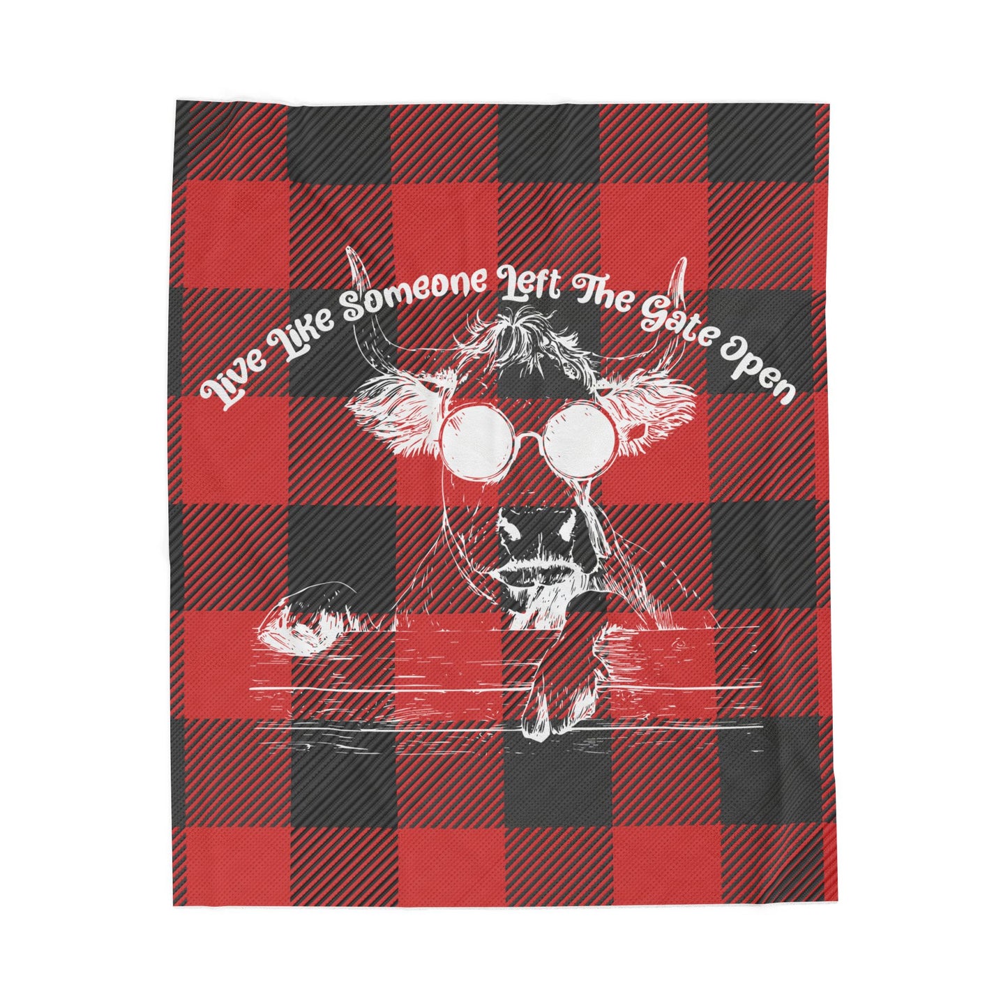 Buffalo Plaid Cow  Velveteen Plush Blanket