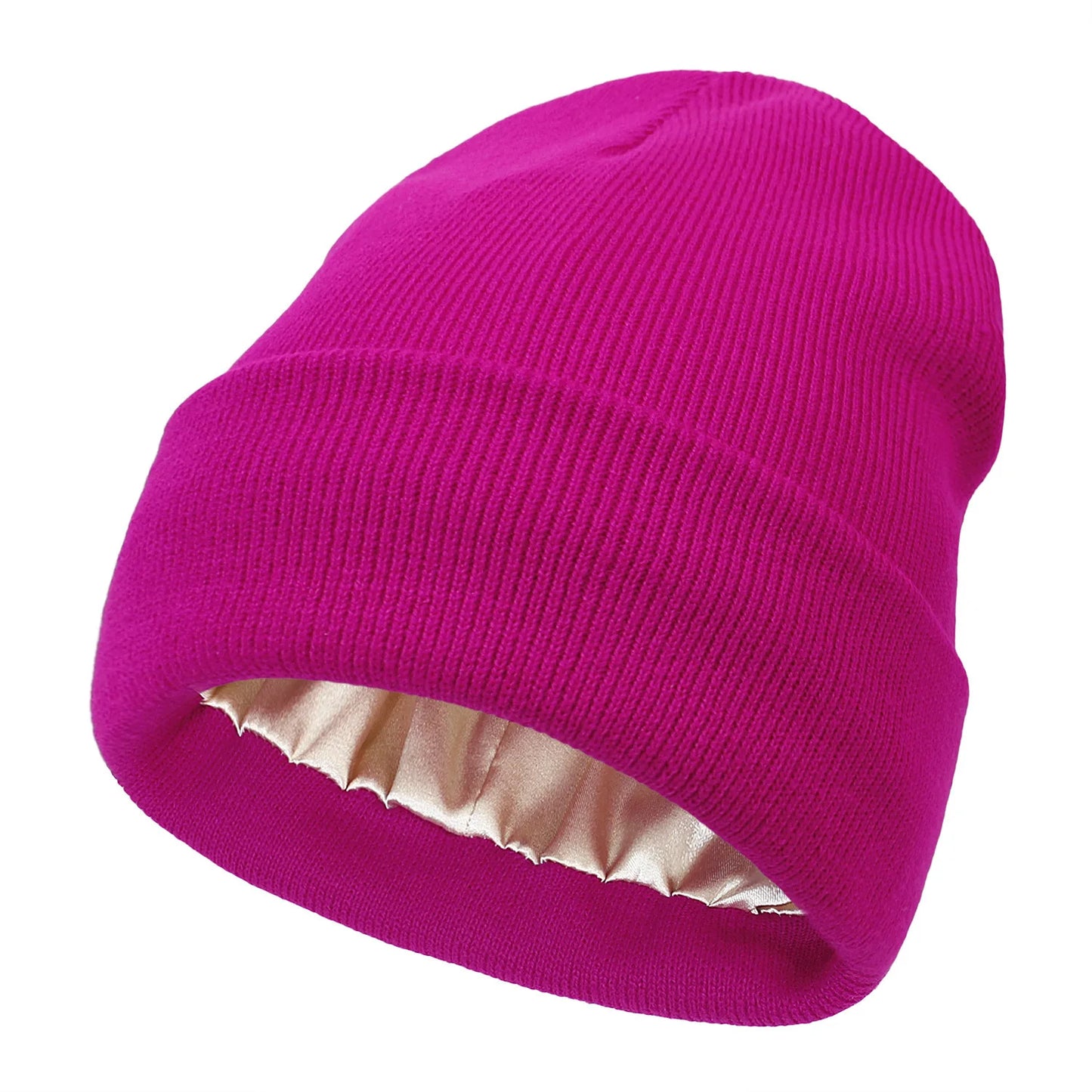 Satin Lined Anti Static Beanie for Women Winter No Static 2 Layer Knitted Hat