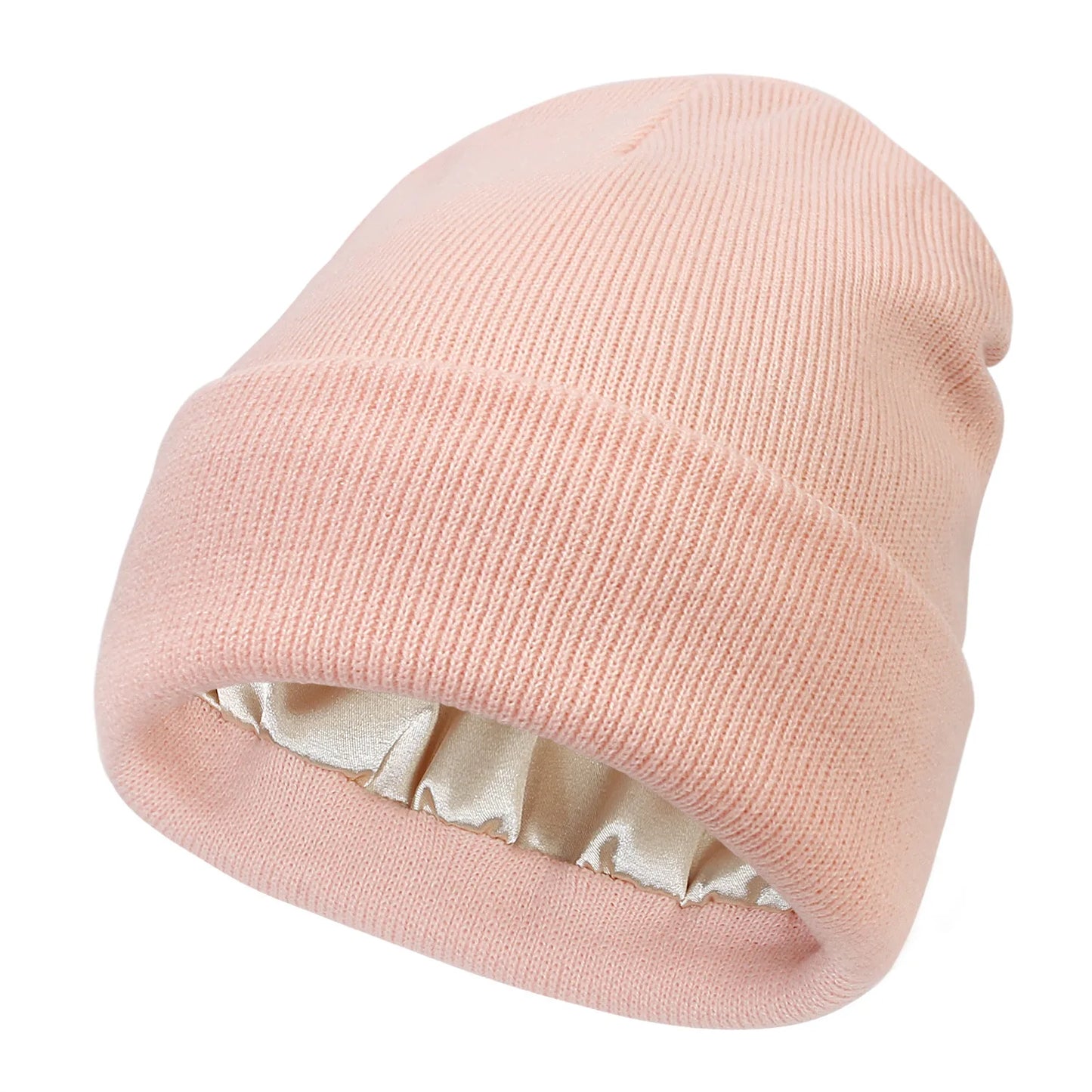 Satin Lined Anti Static Beanie for Women Winter No Static 2 Layer Knitted Hat