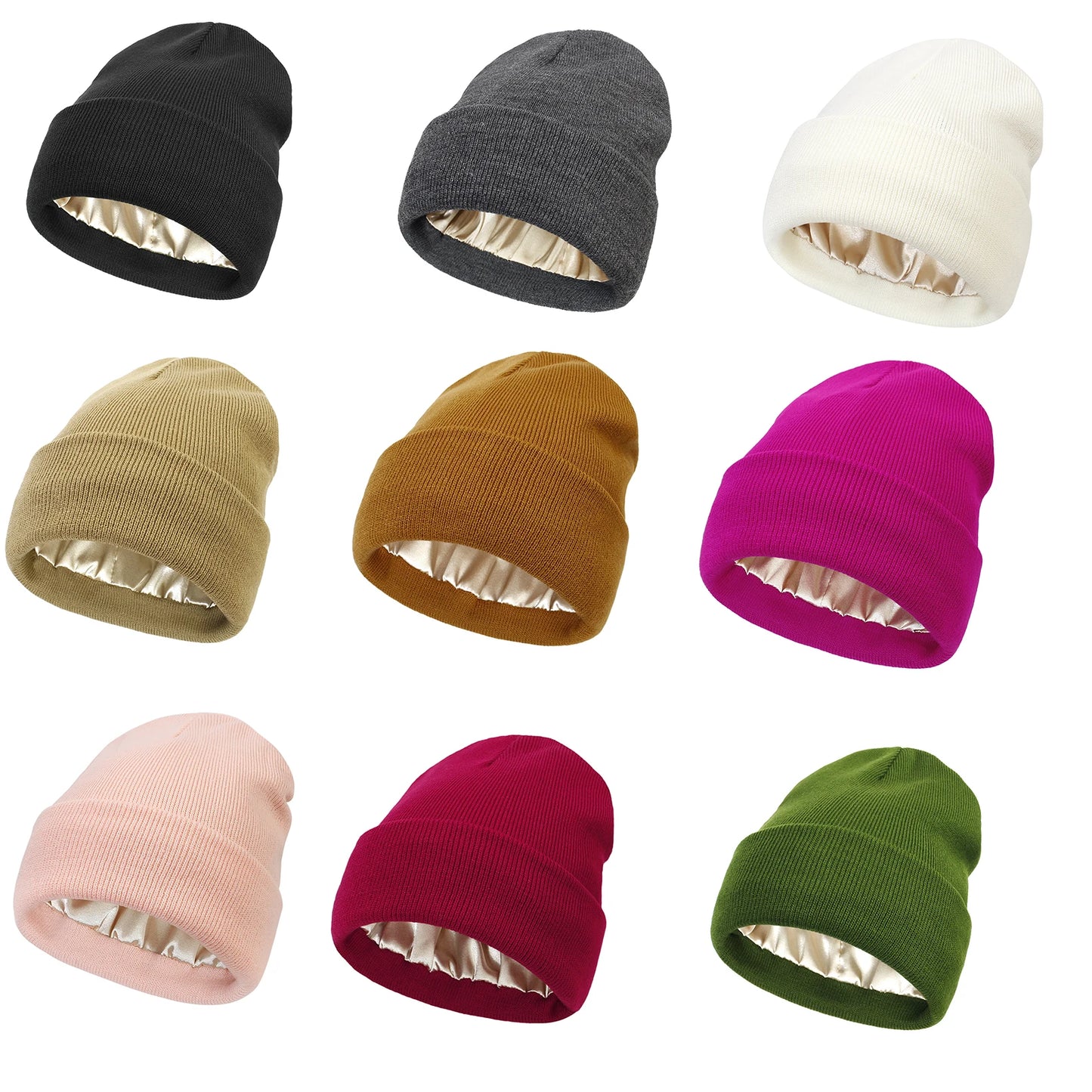 Satin Lined Anti Static Beanie for Women Winter No Static 2 Layer Knitted Hat