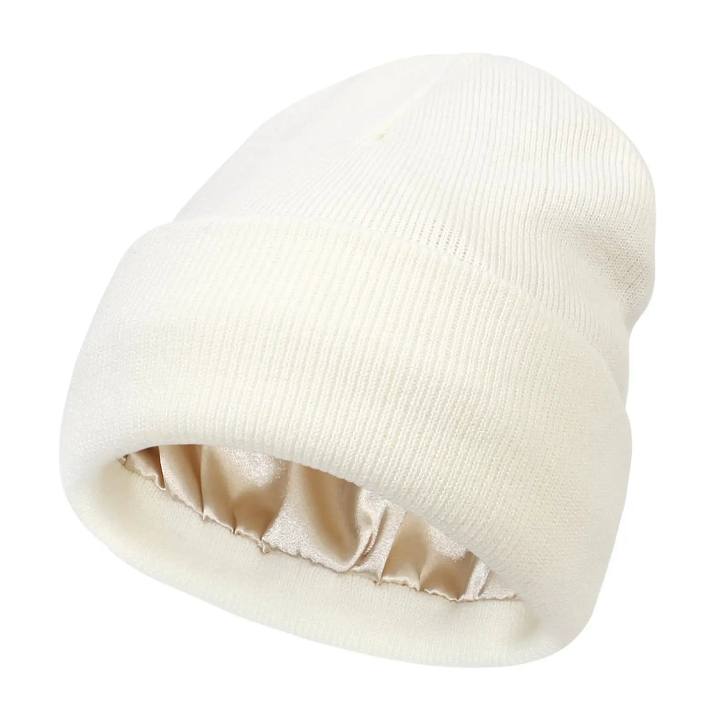 Satin Lined Anti Static Beanie for Women Winter No Static 2 Layer Knitted Hat