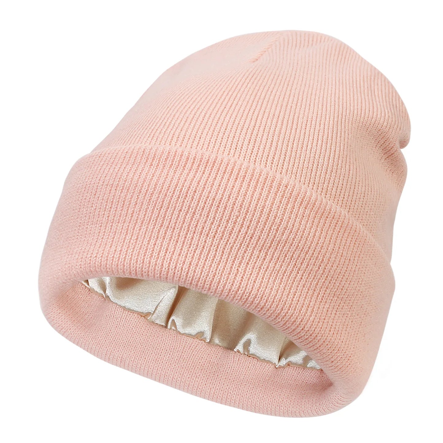 Satin Lined Anti Static Beanie for Women Winter No Static 2 Layer Knitted Hat
