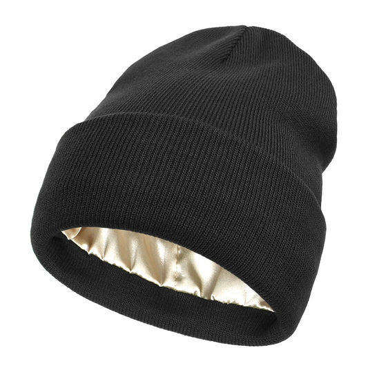 Satin Lined Anti Static Beanie for Women Winter No Static 2 Layer Knitted Hat