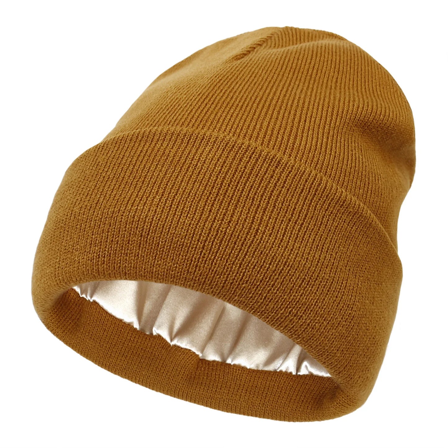 Satin Lined Anti Static Beanie for Women Winter No Static 2 Layer Knitted Hat