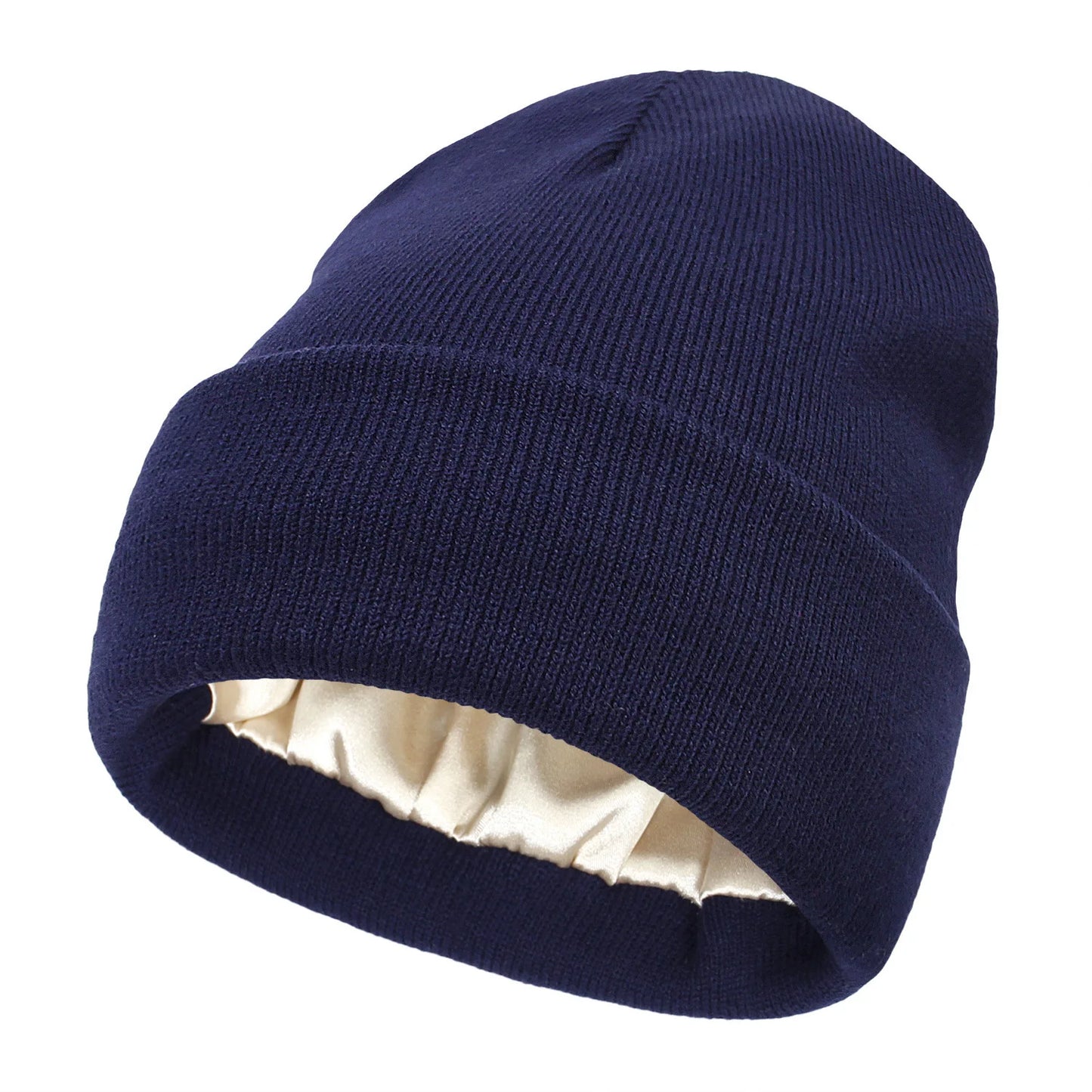 Satin Lined Anti Static Beanie for Women Winter No Static 2 Layer Knitted Hat