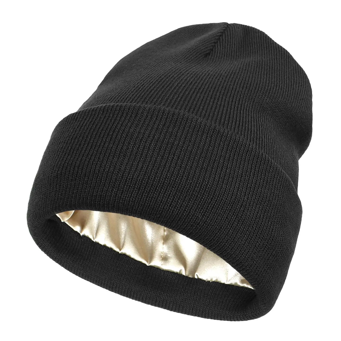 Satin Lined Anti Static Beanie for Women Winter No Static 2 Layer Knitted Hat