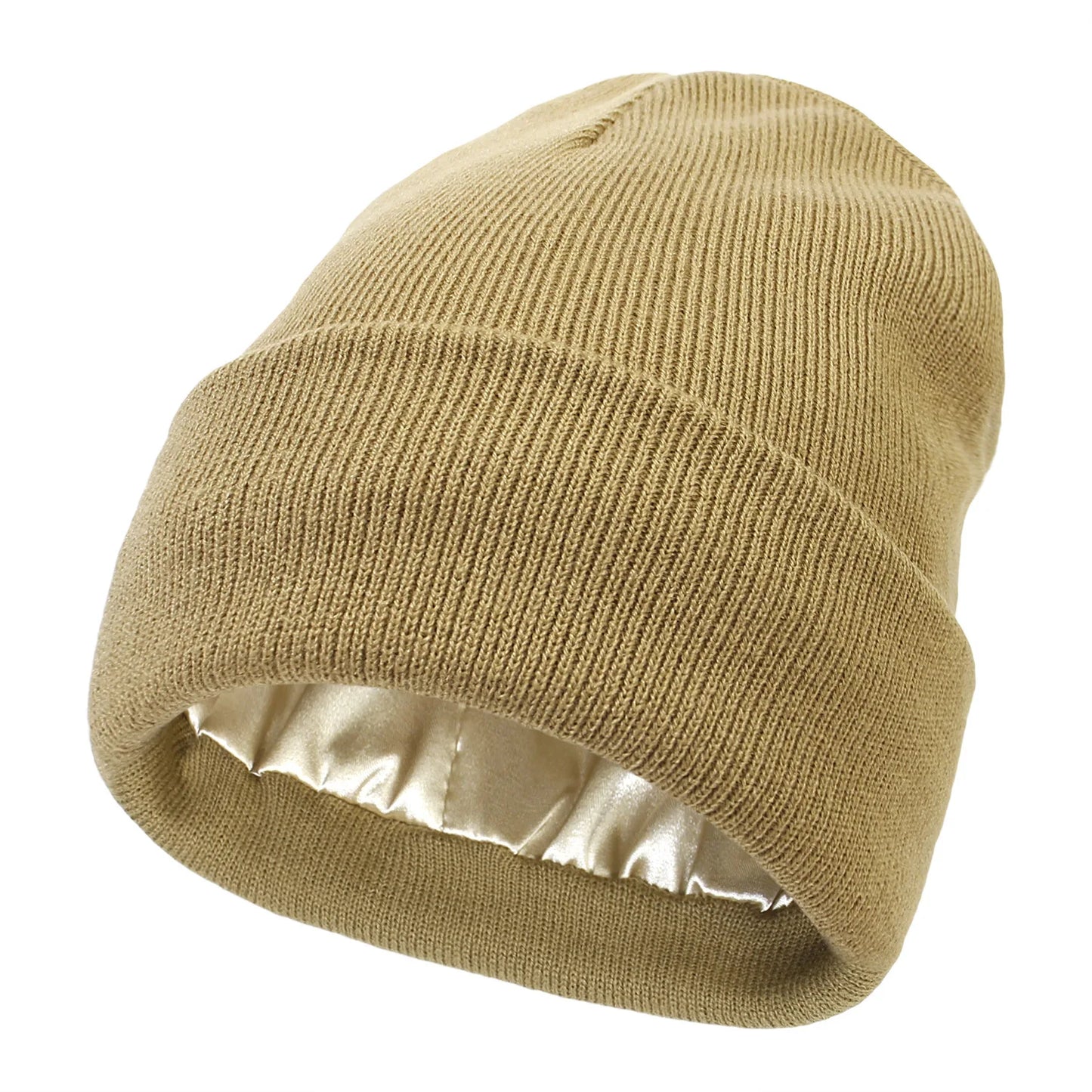 Satin Lined Anti Static Beanie for Women Winter No Static 2 Layer Knitted Hat