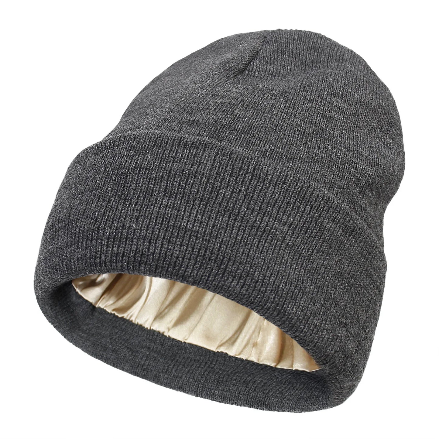 Satin Lined Anti Static Beanie for Women Winter No Static 2 Layer Knitted Hat